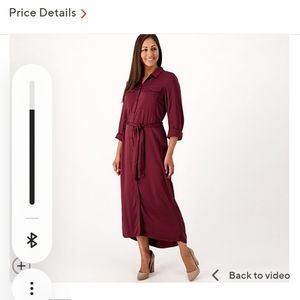 Side Stitch Midi Shirt Dress with Patch Pockets
